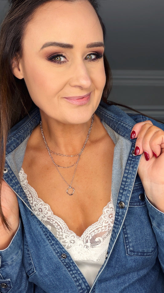 Silver 3 tiered necklace