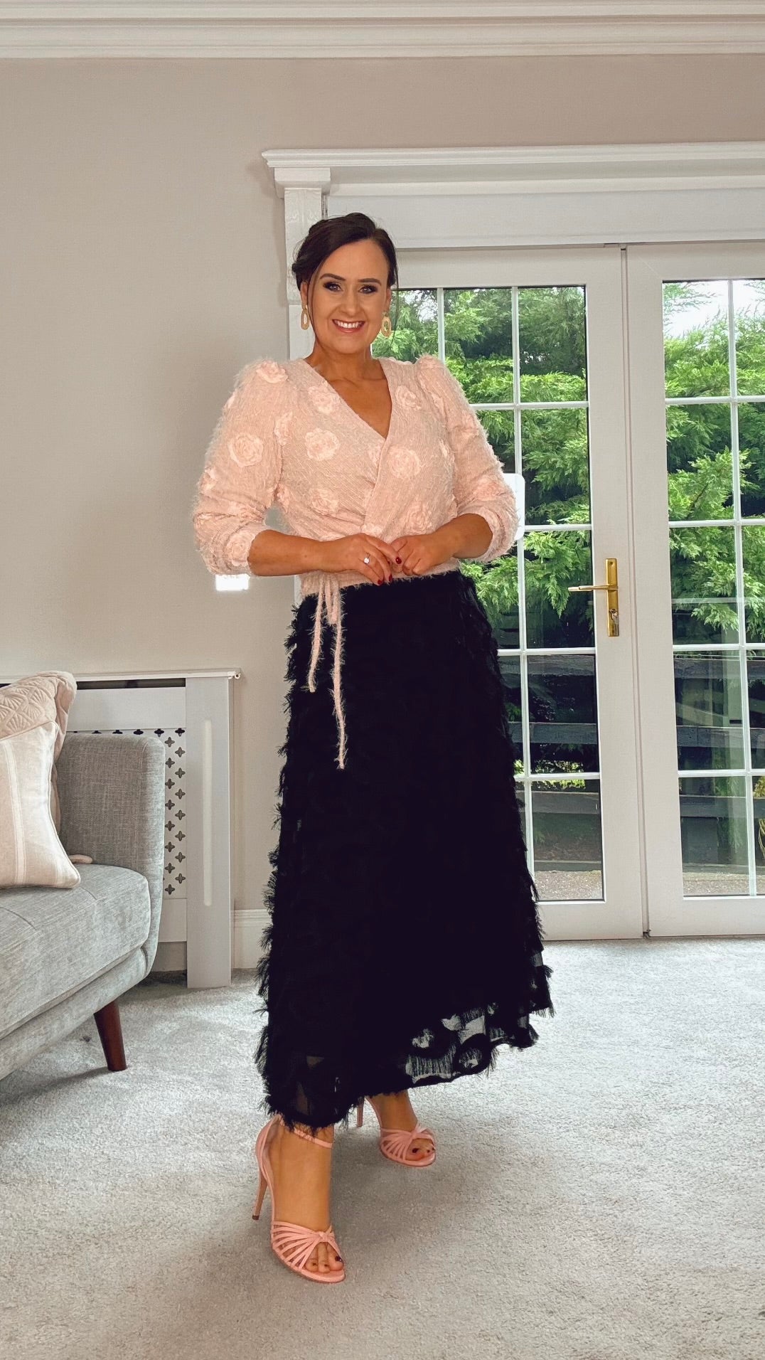 PINK TEXTURED WRAP TOP