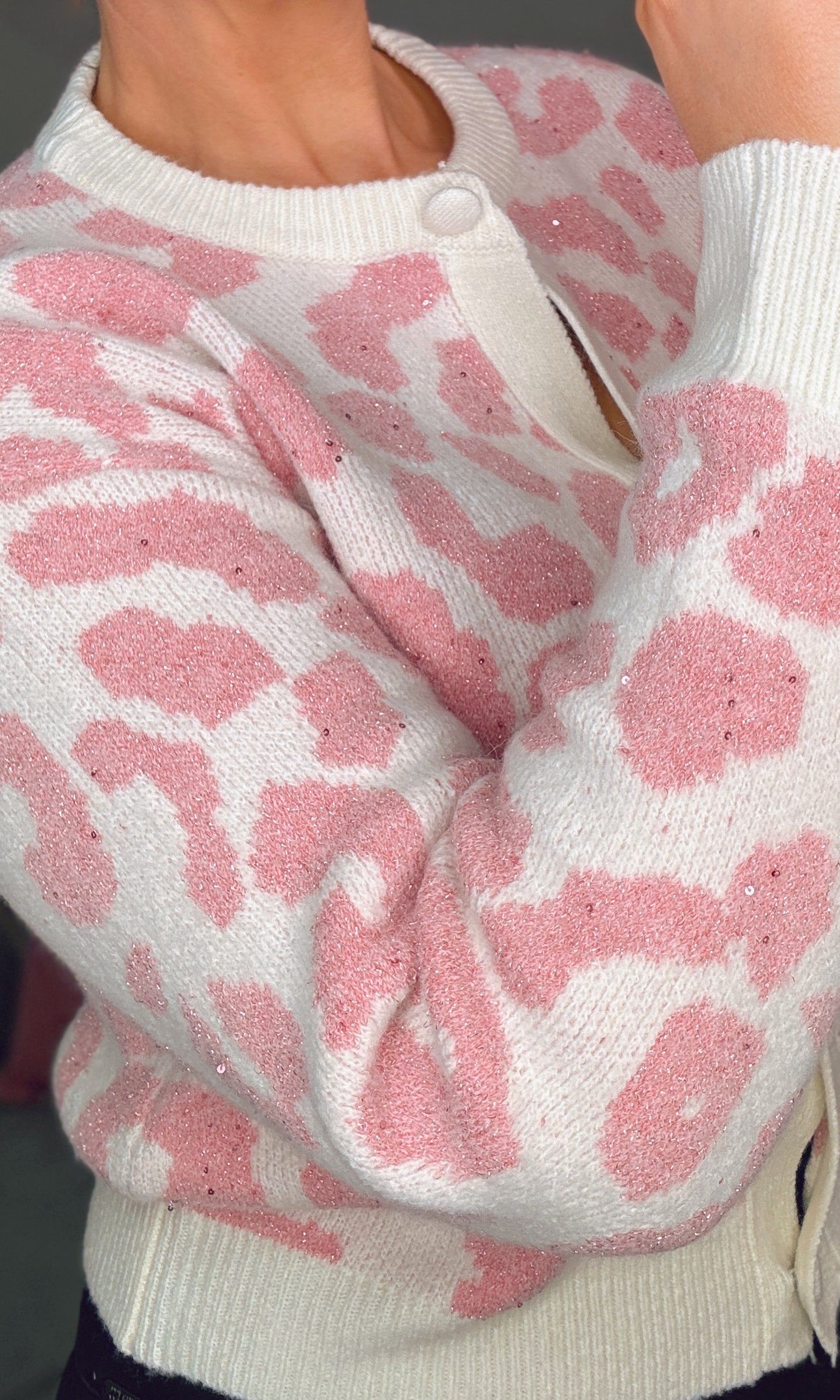 PINK & CREAM LEOPARD CARDIGAN