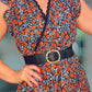 POPPY RED FLORAL DRESS belt included