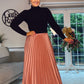 PINK SATIN PLEATED SKIRT