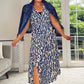 BLUE LEOPARD PRINT MIDI DRESS