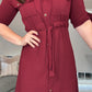 BURGUNDY MIDI SHIRT DRESS