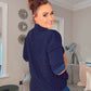 NAVY POLKO DOT KNOT BLOUSE