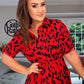 RED & BLACK ANIMAL PRINT CHRISTY DRESS