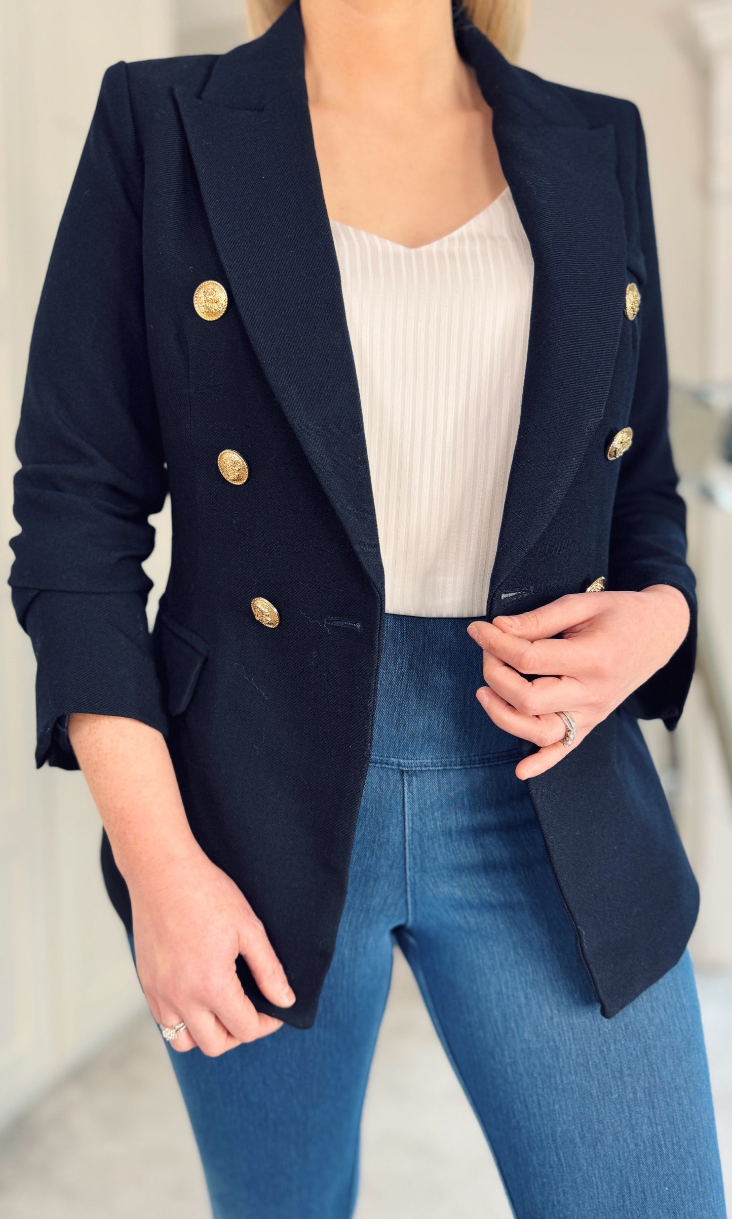 NAVY ATTENIF TAILORED PREMIUM BLAZER