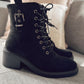 BLACK LACE BOOTS with BLOCK HEEL