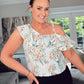 WHITE FLORAL ONE SHOULDER FRILL DETAIL BODYSUIT