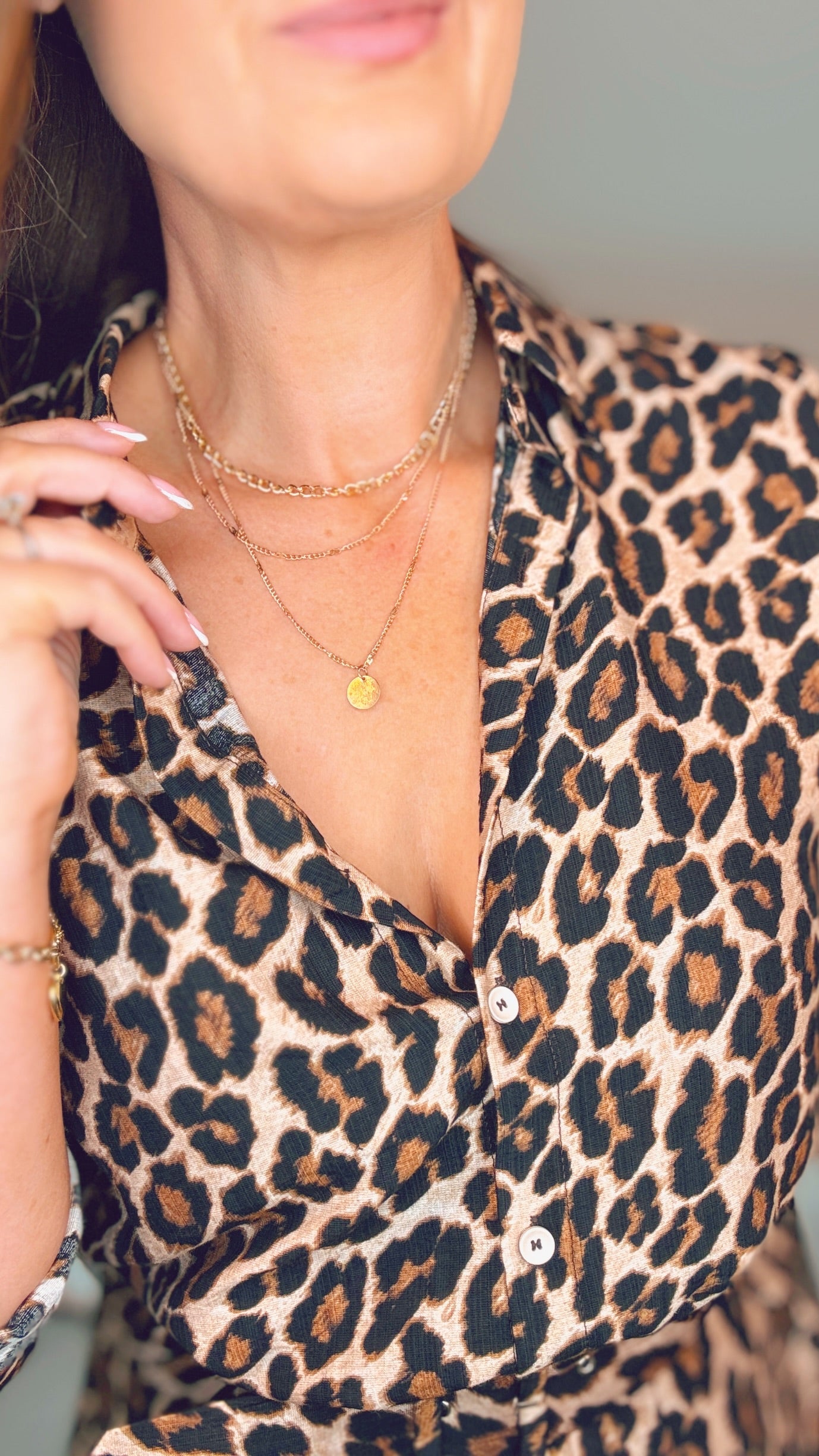 LEOPARD PRINT MIDI SHIRT DRESS