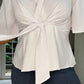 WHITE TIE KNOT ANGLE SLEEVE TOP