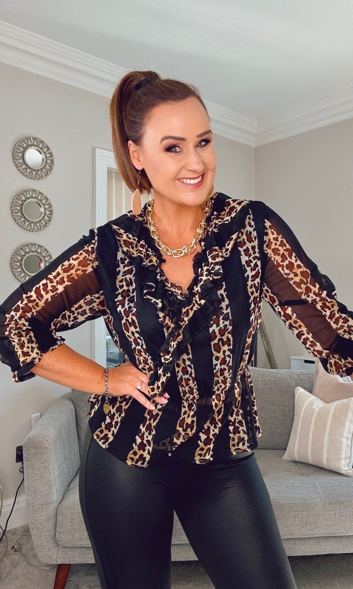 LEOPARD PEPLUM BLOUSE