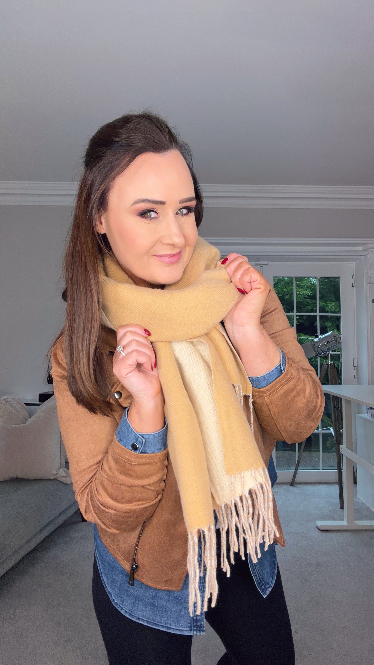 2 Tone Cream/Beige Scarf