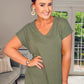 KHAKI VNECK MODAL LONG TSHIRT