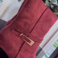 BURGUNDY BUCKLE ANKLE BOOTS