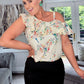 CREAM FLORAL ONE SHOULDER FRILL DETAIL BODYSUIT