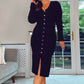 BLACK KNIT KILKY BUTTON DRESS