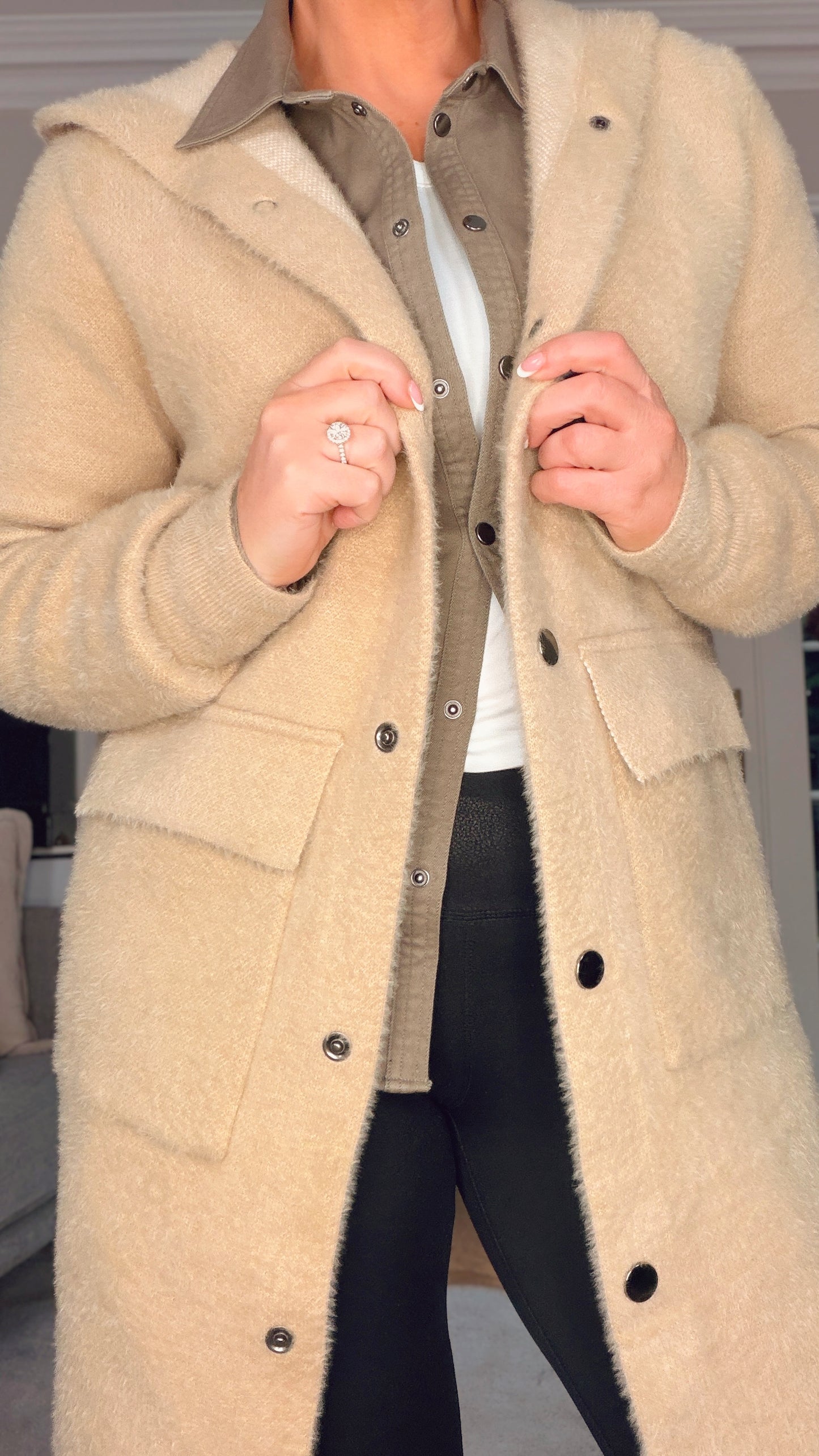 BEIGE HOODED COATIGAN