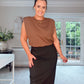 BROWN PADDED SHOULDER TSHIRT