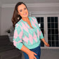 TURQUOISE & PINK CHECK CARDIGAN