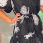 BLACK DRESS with EMBROIDERED WHITE DETAIL