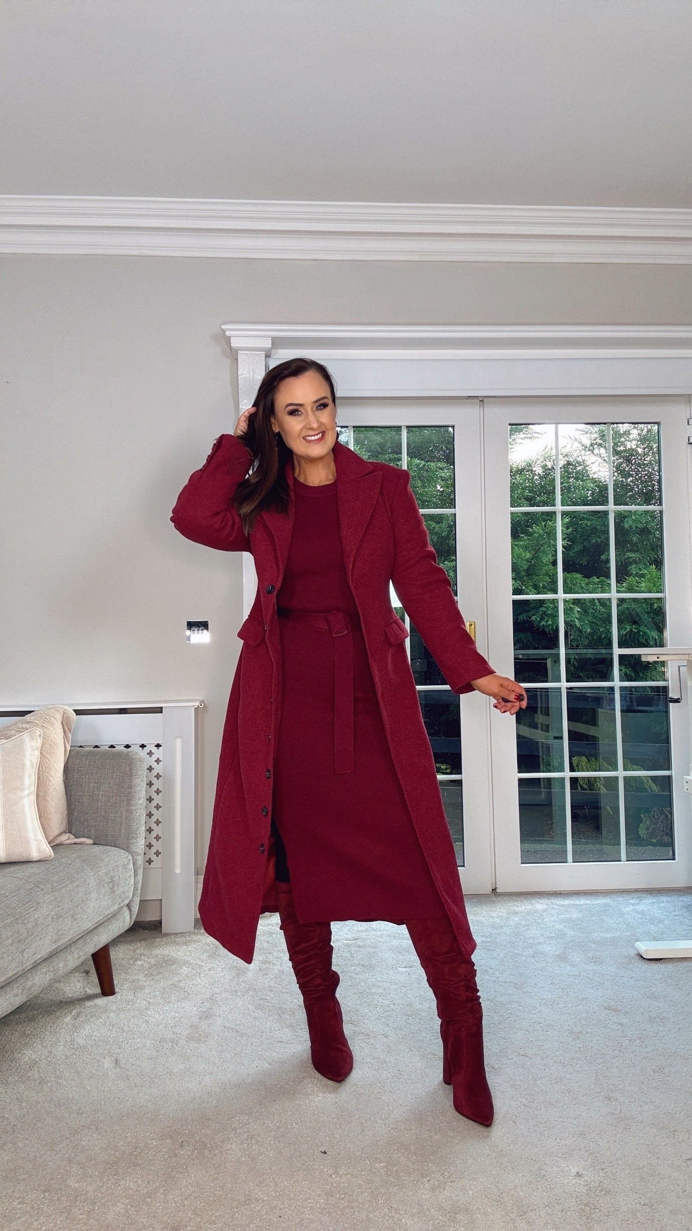 BURGUNDY LONG WINTER COAT