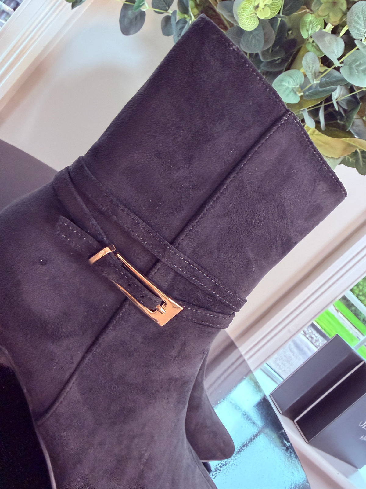 BLACK BUCKLE ANKLE BOOTS