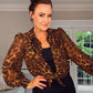 LEOPARD PRINT BLOUSE with exaggerated shoulder