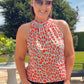 BLUE AND ORANGE LEOPARD PRINT TOP