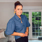 SHORT BALLOON SLEEVE DENIM BLUE SHIRT