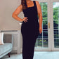 BLACK RIBBED FITTED ROCK DRESS