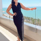 SENSS BLACK RIBBED MAXI DRESS