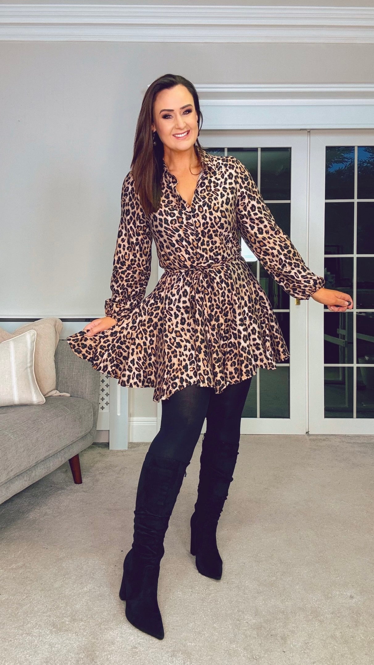 LEOPARD PRINT SHORT SHIRT DRESS