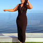 SENSS BLACK RIBBED MAXI DRESS