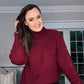 BURGUNDY CHUNKY KNIT with ARM BUTTON DETAIL