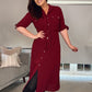 BURGUNDY MIDI SHIRT DRESS