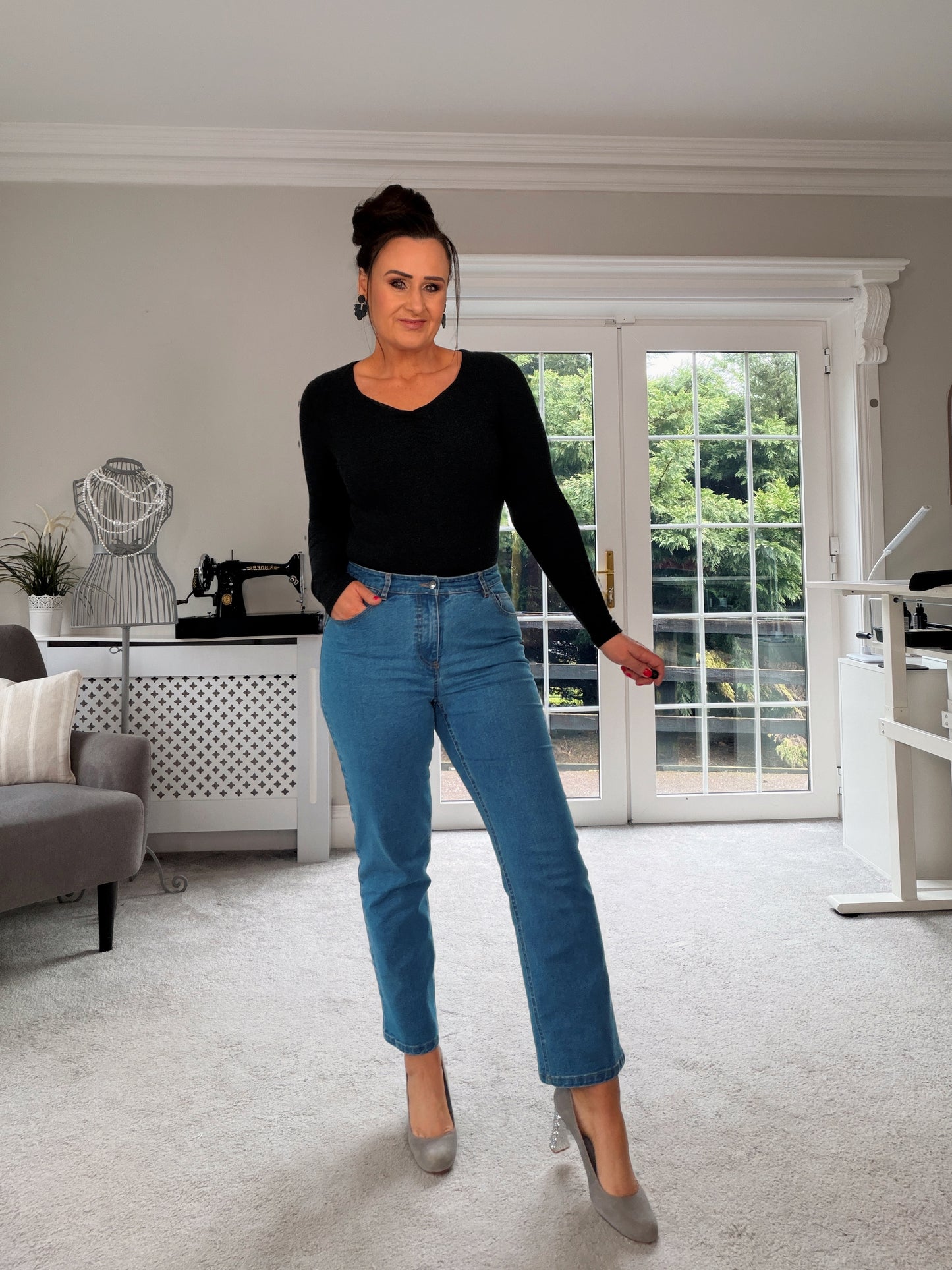 CHARCOAL GREY LONG SLEEVE BODYSUIT