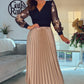 CHAMPAGNE SATIN PLEATED SKIRT