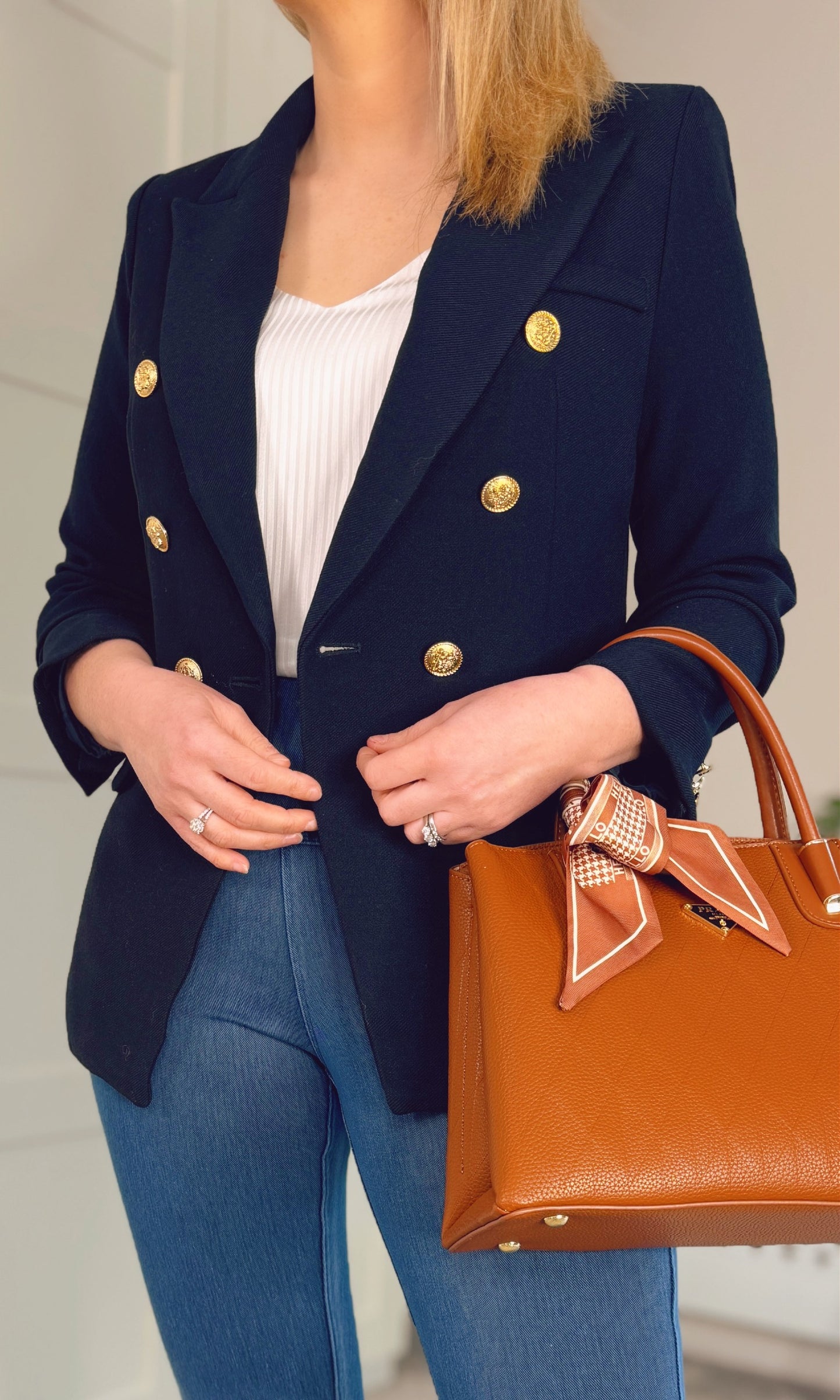 NAVY ATTENIF TAILORED PREMIUM BLAZER