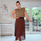 BROWN PLEATED SKIRT