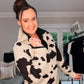 BEIGE ANIMAL PRINT HALF ZIP JUMPER