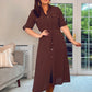 BROWN MIDI SHIRT DRESS