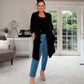 BLACK MID LENGTH KNIT COATIGAN