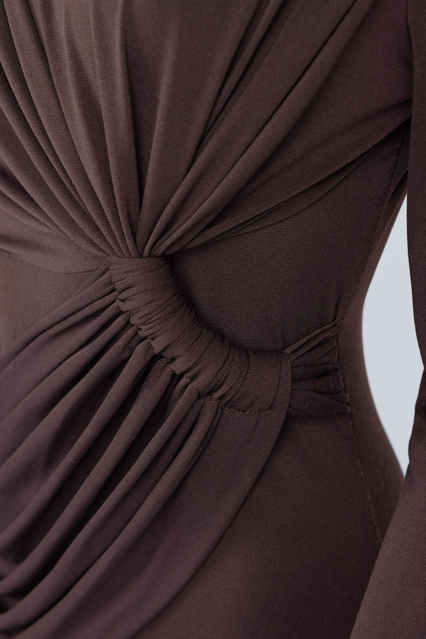 CHOCOLATE BROWN DRAPE MAXI DRESS