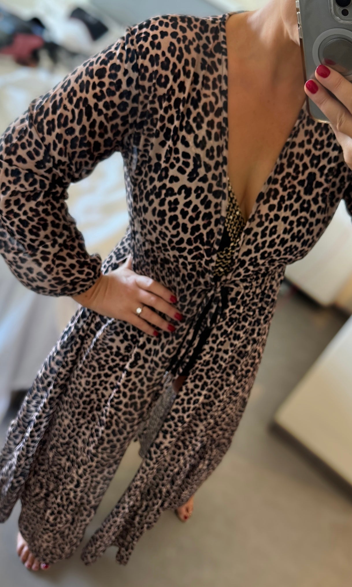 LEOPARD PRINT MAXI BEACH COVER UP