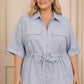 POWDER BLUE ZIP SHIRT WITH DRAW STRING BELT