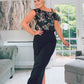 BLACK ONE SHOULDER FRILL DETAIL FLORAL BODYSUIT