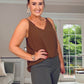 BROWN CURVE BUTTON CAMI