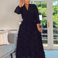 BLACK FRINGE / FEATHER MAXI SKIRT
