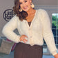 CREAM FLUFFY LUXURY CARDIGAN with heart buttons