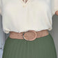 TAUPE Two Tone Gold Buckle Stretch belt